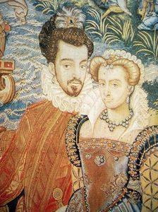 Henri III et Louise de Lorraine : un couple uni (détail de l'une des huit "Tapisseries des Valois", XVIe siècle)