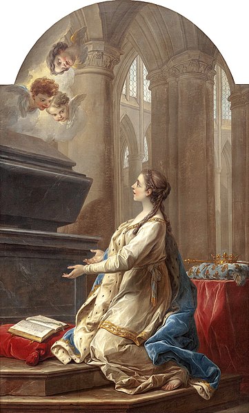 Sainte Clotilde en prière au pied du tombeau de Saint Martin, par Carle Van Loo (XVIIe siècle)