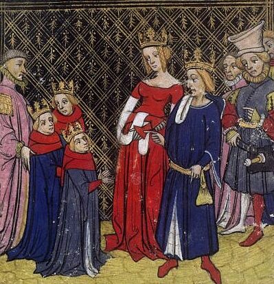 Clovis et sa famille (enluminure "Les grandes Chroniques de France", XIVe siècle)