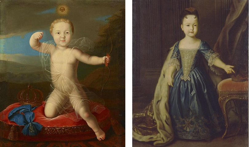 Le tsarévitch Pierre en Cupidon (1715-1719) et la princesse Nathalie (1718-1725) par Louis Caravaque (en 1716 et 1722)