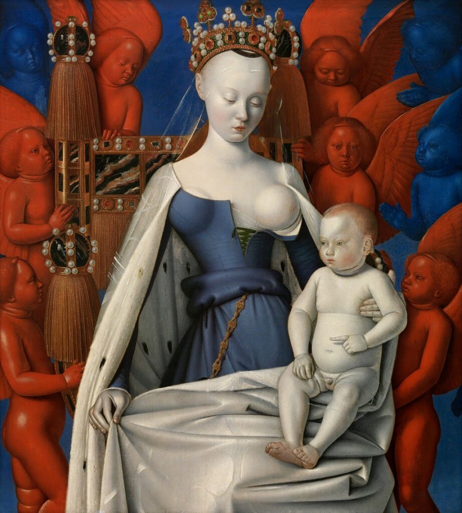 Agnès Sorel en “Vierge à l’Enfant” (ou "Vierge de Melun"), par Jean Fouquet (vers 1455)