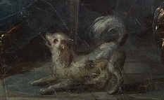 Le chien de la famille d'Artois (détail du tableau de Leclercq)