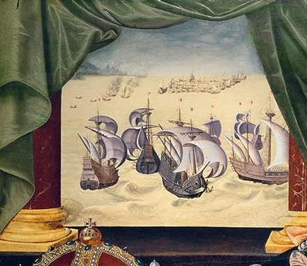 Détail du tableau : l'Armada au port de Calais