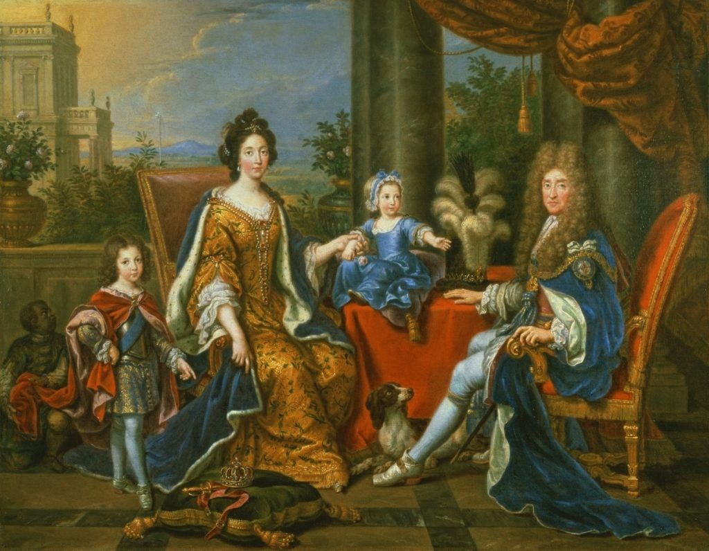 Jacques II , la reine Marie-Béatrice d'Este et leurs enfants par Pierre Mignard (1694)