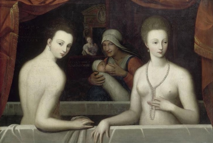 Gabrielle d'Estrées et la duchesse de Villars, par l'Ecole de Fontainebleau (XVIe siècle)