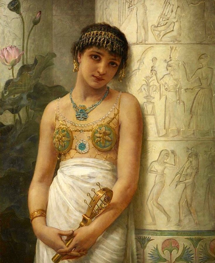 "Jeune fille égyptienne tenant un sistre", par Edwin Long (1886)
