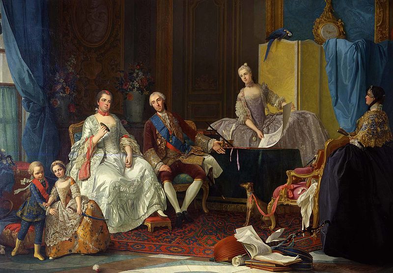 La famille ducale de Parme (Isabelle est au clavecin) par Giuseppe Baldrighi (1756)