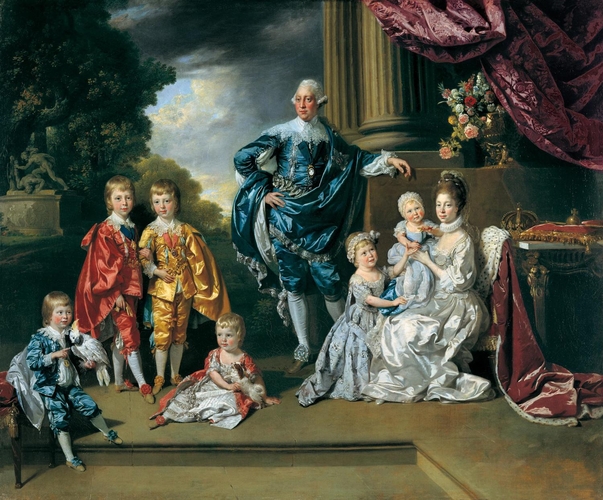George III, la reine Charlotte et leurs six premiers enfants, par Johan Joseph Zoffany (1770)