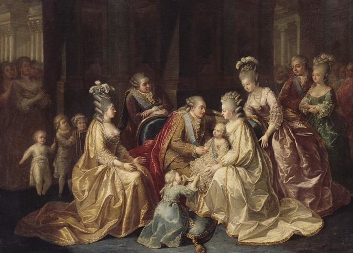 La famille royale réunie autour du dauphin Louis-Joseph, par l’École française (1782)