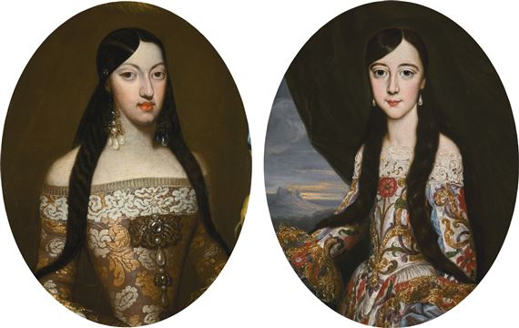 Les filles de Philippe d'Orléans : Marie-Louise (à gauche) et Anne-Marie (à droite), par José Garcia Hidalgo (XVIIe siècle)