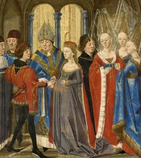 Le mariage de Philippe II et d'Isabelle de Hainaut (les Chroniques de Hainaut, XVe siècle)