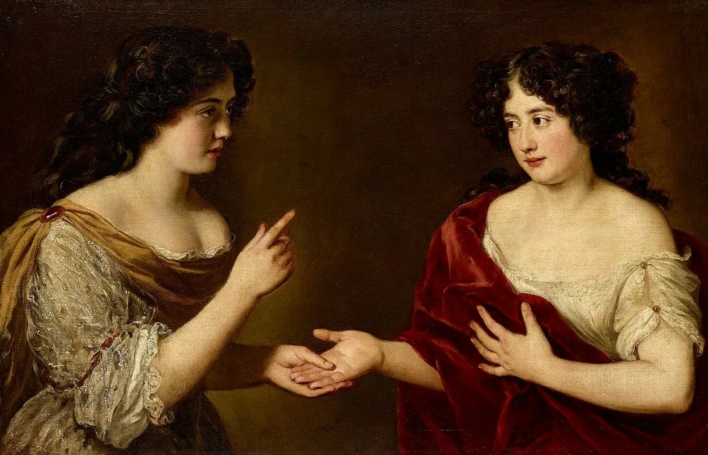 Hortense Mancini, Duchesse de Mazarin, et sa sœur Marie Mancini, par Jacob Ferdinand Voet (XVIIe siècle)