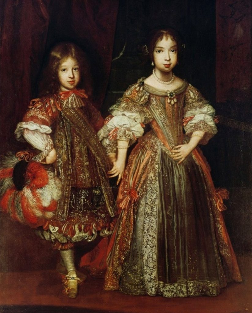 Marie-Anne de Bavière et son frère, Maximilien II Emmanuel, par Stefano Bombelli (XVIIe siècle)