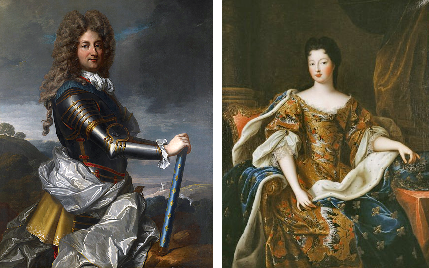 Philippe d'Orléans, par Jean Baptiste Santerre (1717) et Françoise-Marie de Bourbon, par Pierre Gobert (en 1700)