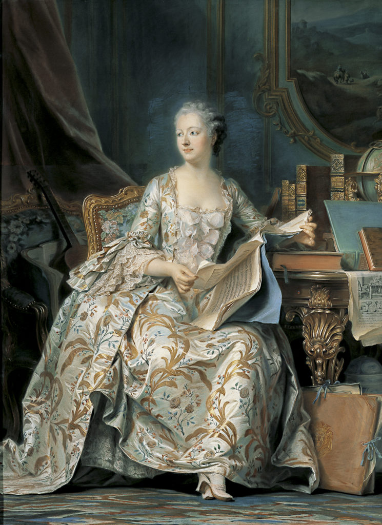 La marquise de Pompadour, représentée en protectrice des arts et des lettres, par Quentin de La Tour (1754),