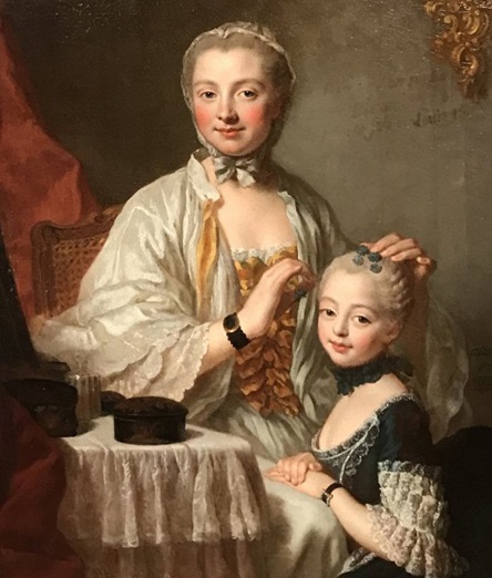 Mme de Pompadour et sa fille, par Pierre Allais (1753)