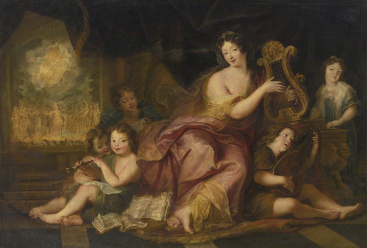 "L'allégorie de la musique" : Mme de Maintenon et les enfants de Mme de Montespan, par Antoine Coypel (vers 1684)