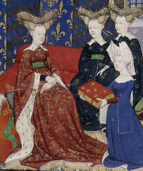 Isabeau de Bavière recevant de Christine de Pizan (détail, miniature du XVe siècle)