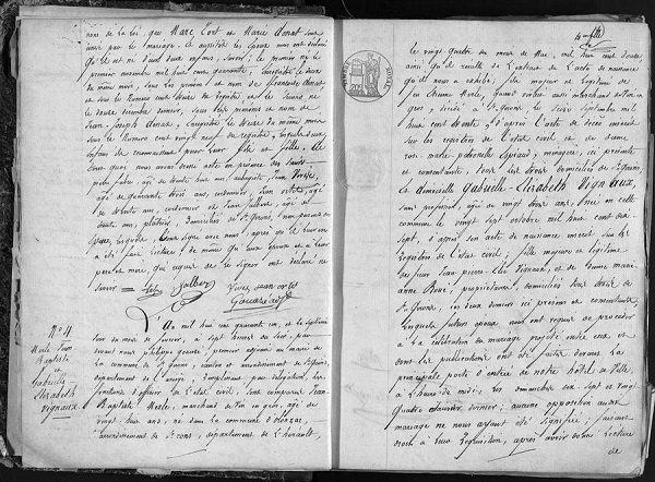 Le registre des mariages, issu des archives de l'Ariège (source : francearchives.fr)