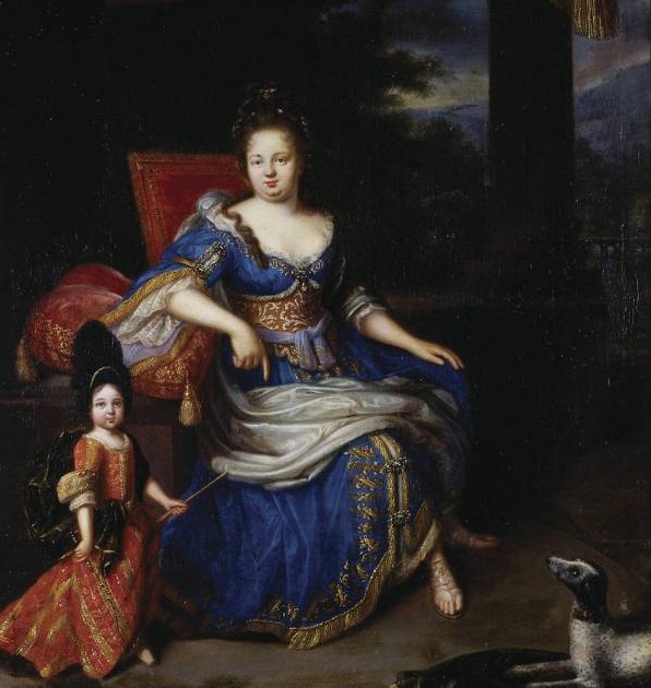 Elisabeth-Charlotte de Bavière et son fils le duc de Chartres, par Constantin Netscher (XVIIe siècle)