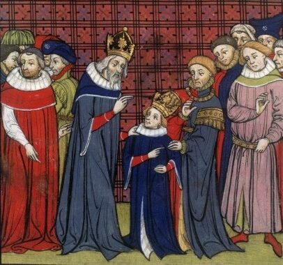 Charlemagne et son fils Louis le Pieux (Les "Grandes Chroniques de France", XIVe siècle)