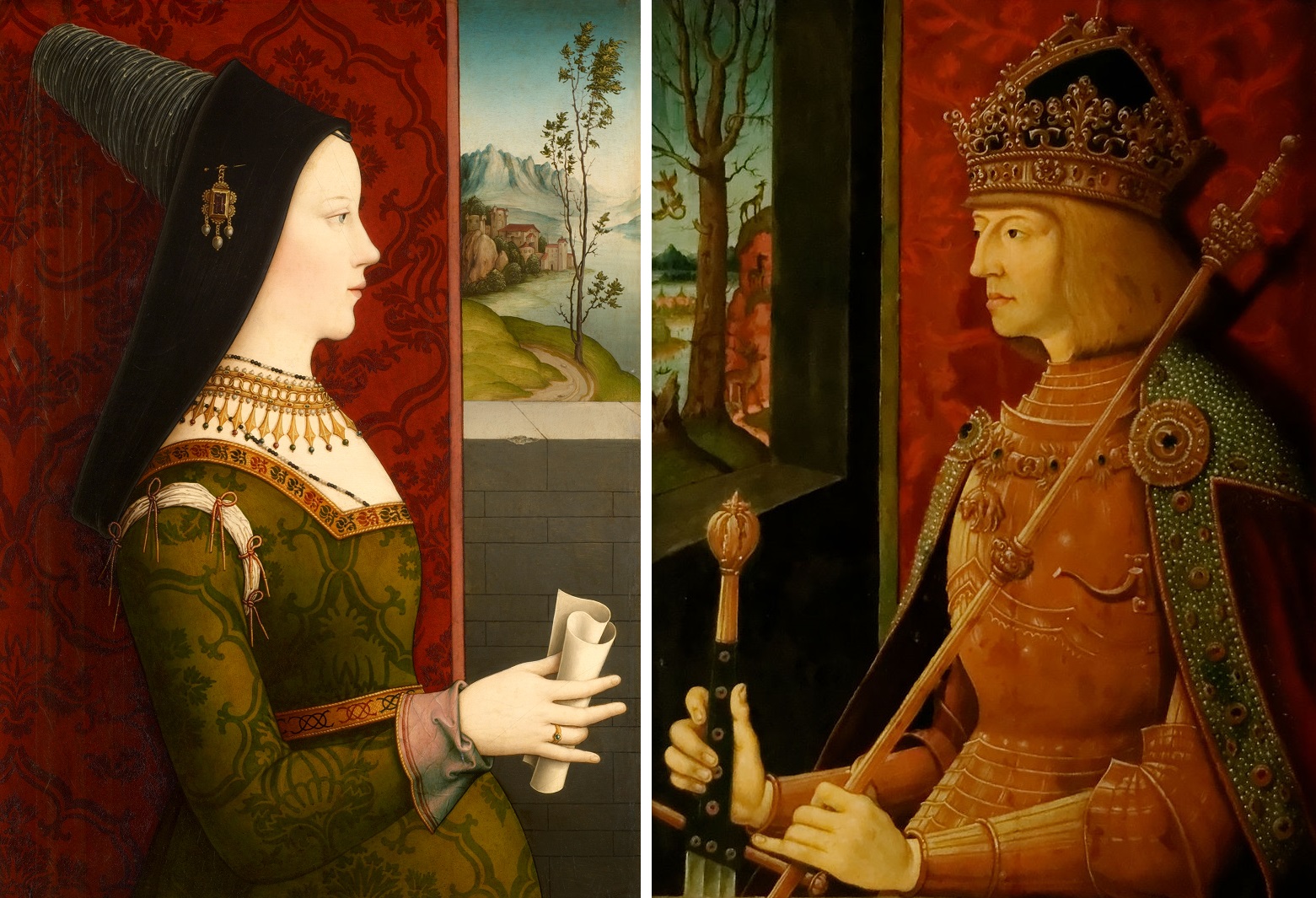 Marie de Bourgogne (par Niklas Reiser, fin XVe siècle) et Maximilien Ier (par Bernhard Strige, vers 1500)