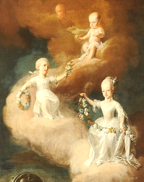 Les trois archiduchesses mortes en bas âge, par l'atelier de Martin Van Meytens (vers 1765)
