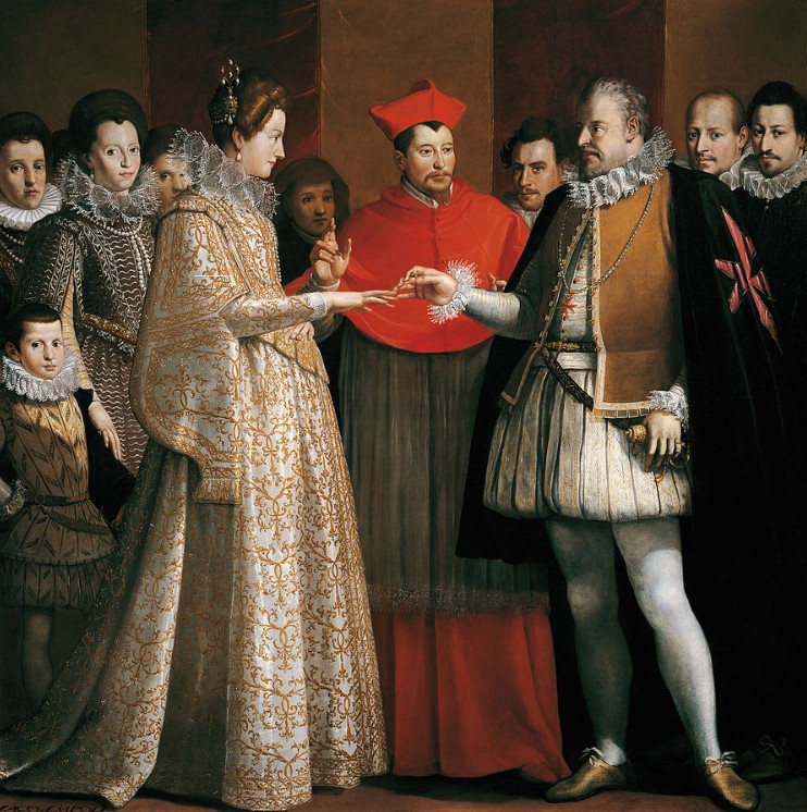 Le mariage par procuration de Marie de Médicis, en 1600, par Jacopo Empoli (le grand-duc Ferdinand tient ici le rôle du marié, en l'absence d'Henri IV)