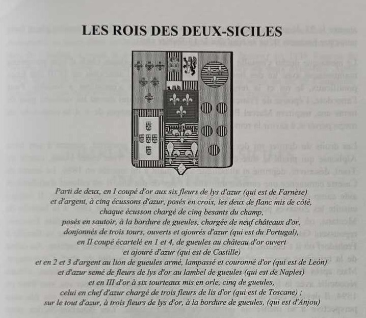 Description du blason des rois des Deux-Siciles, tiré de l'ouvrage