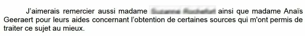 Note d'un étudiant ayant consulté mon site et pris contact avec moi, dans son Mémoire de recherche. 