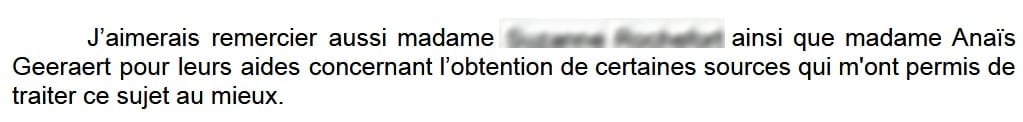 Note d'un étudiant ayant consulté mon site et pris contact avec moi, dans son Mémoire de recherche. 