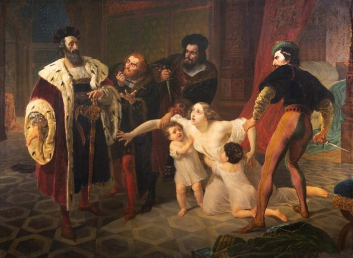 La mort d'In&egrave;s de Castro, par Karl Bryullov (1834)